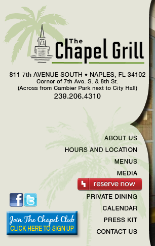 Welcome To The Chapel Grill in Naples, Florida!